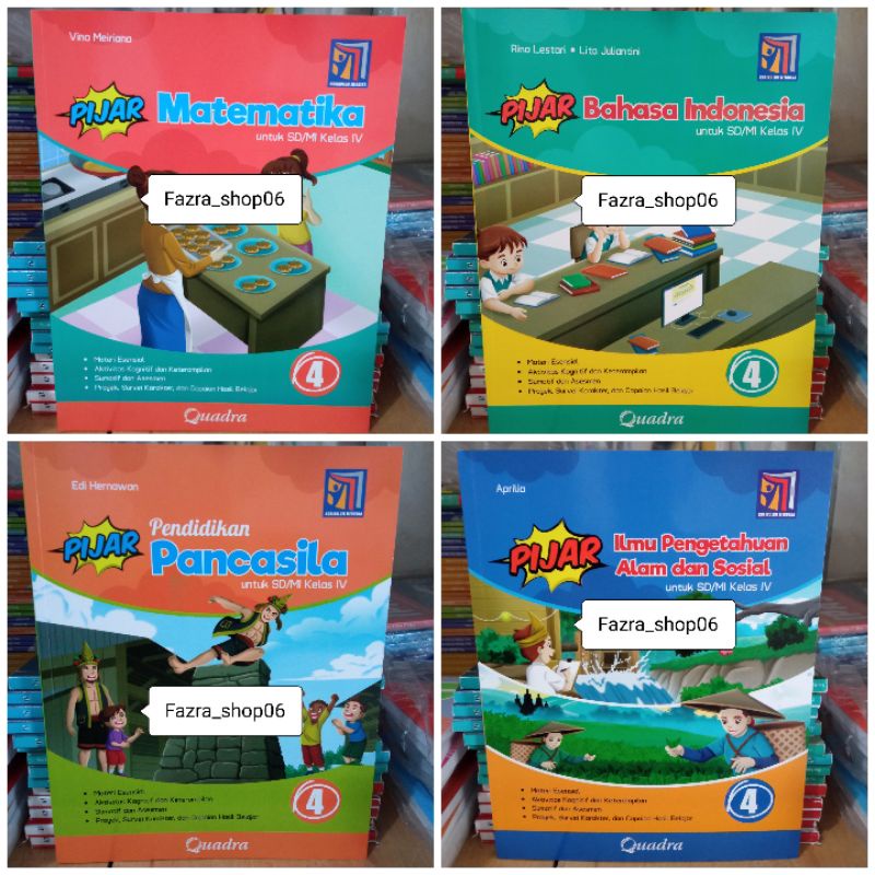 NEW Buku Pijar sd/mi kelas 4 Matematika/Bahasa Indonesia/Ppkn Pancasila /IPAS kurikulum merdeka Quad