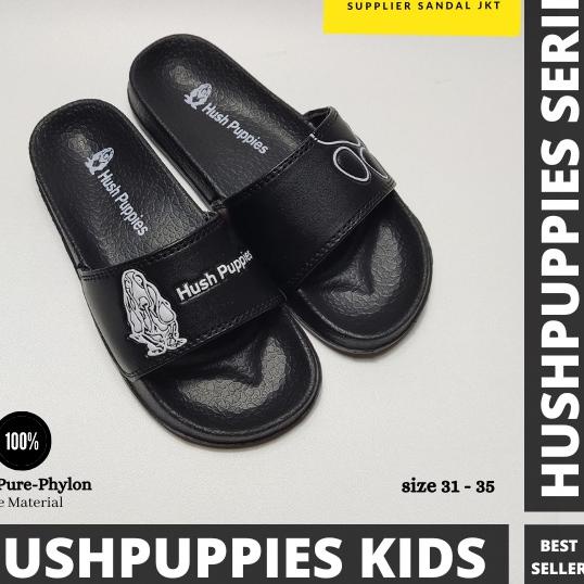 READY ✅sendal slop hush puppies kids anak-anak Slide Sport Hitam Sandal Jelly Slop Pria Wanita Impor