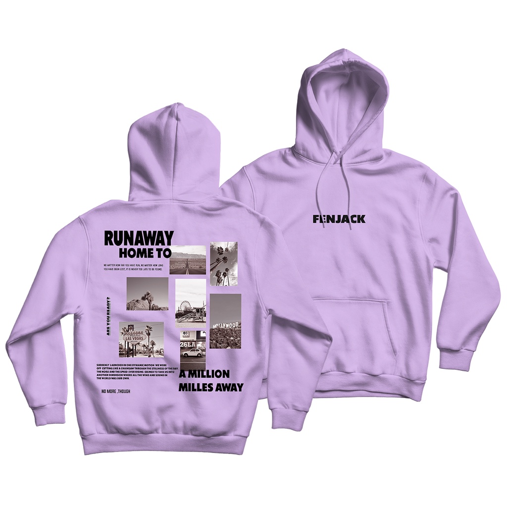 Sweaterpolos Hoodie Jumper RUNAWAY ( Sablon ) Unisex Pria & Wanita-UNGU MUDA