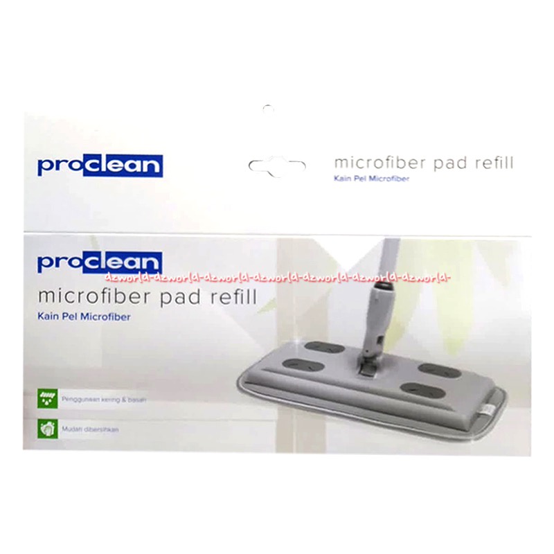 Proclean Microfiber Pad 2pcs Pembersih Lantai Refill Pro Clean Mikro Fiber Isi Ulang Kain Pel Pads Hijau Green Grey Abu Abu Mops Mop