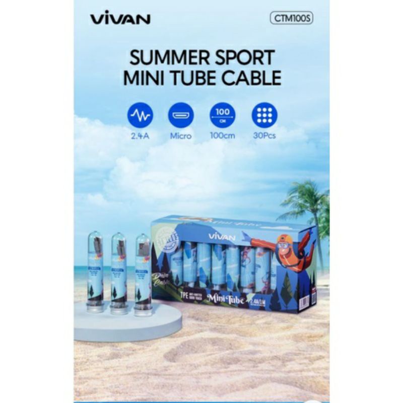 Vivan CTM100 Upgraded 30 Pcs 1M Flat Micro USB Mini Tube Data Cable for Android Colorful