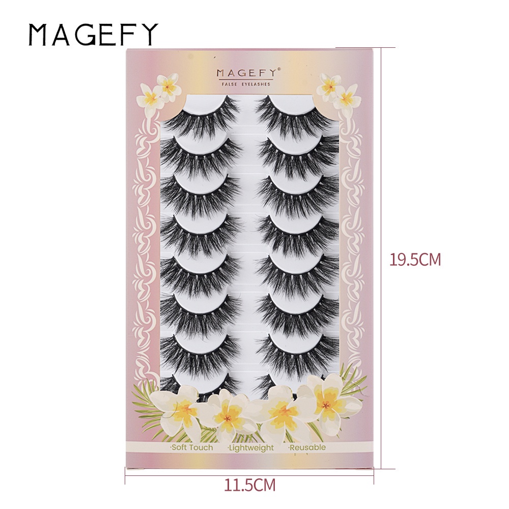 MAGEFY188 Tanam Eyelash Extension 8 Pasang 3D Bulu Mata Palsu Ekstensi Alami Ekstensi Panjang Tipis