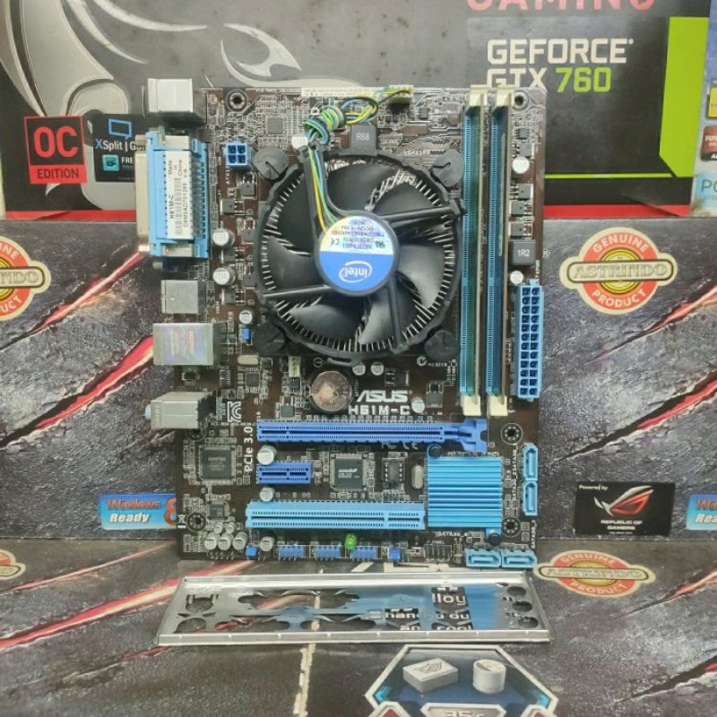 PAKET Motherboard H61 Asus Processor Intel Core i3-2100 RAM 4Gb DDr3