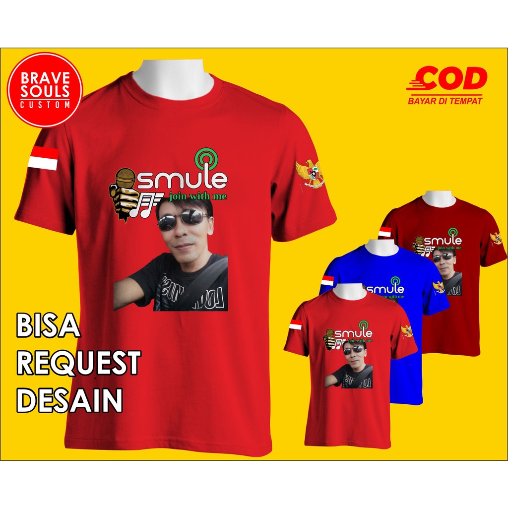 KAOS SMULE BISA REQUEST DESAIN SABLON FOTO FULLCOLOR