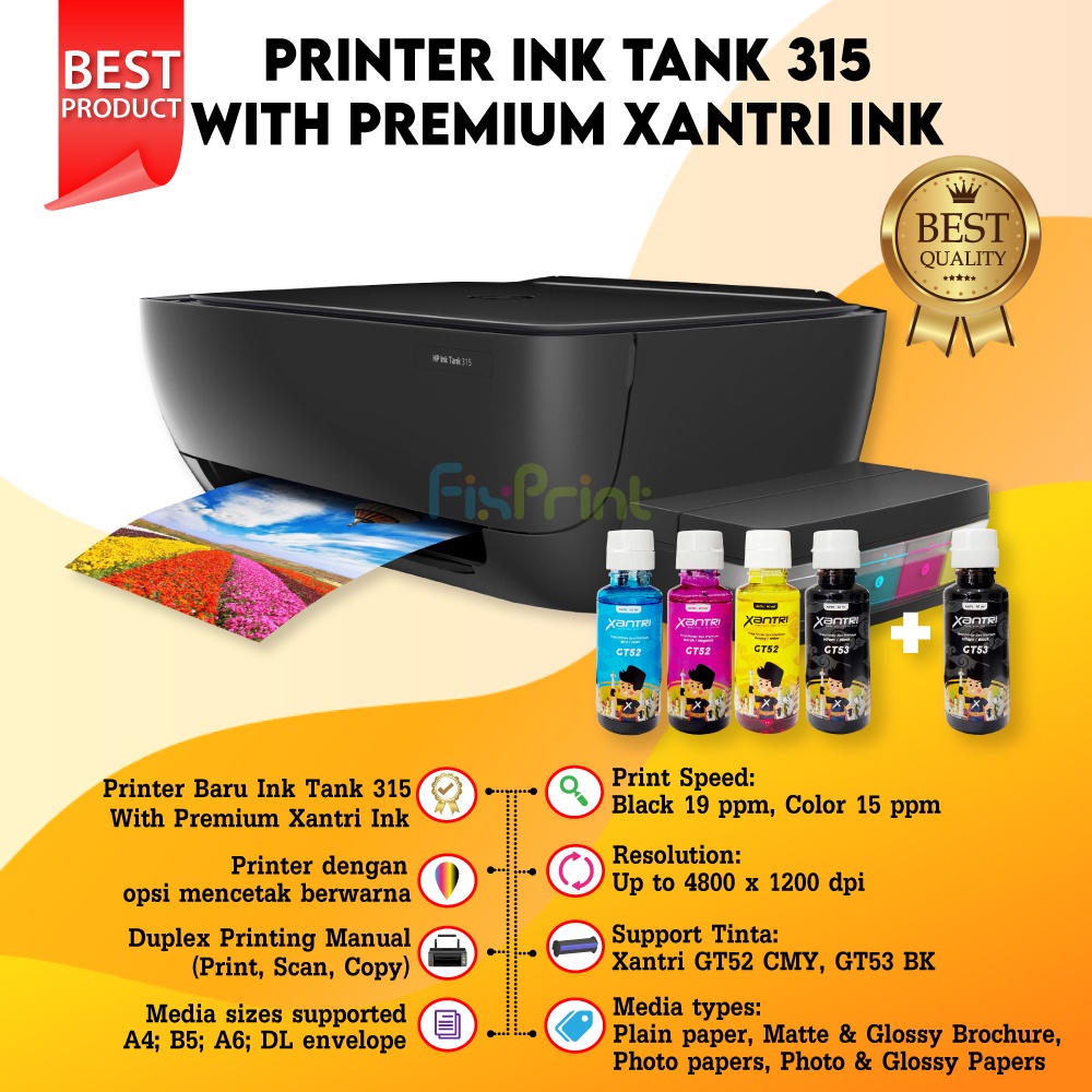 Printer HP InkTank 315 AIO Print Scan Copy All-in-One Printer L9U63A Pengganti GT5810