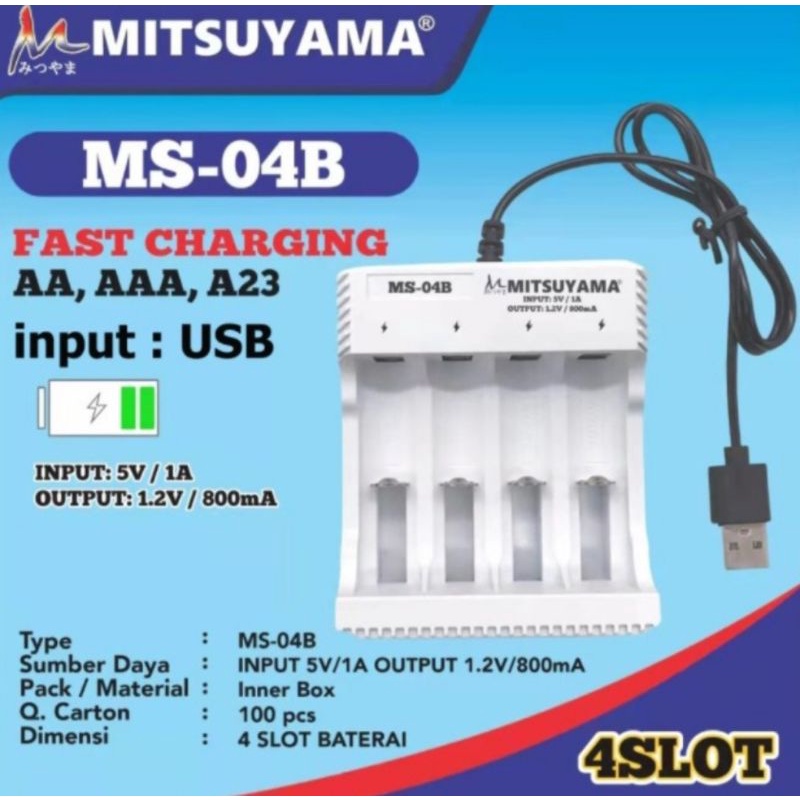 Charger Baterai Mitsuyama MS-04B USB 4 Slot