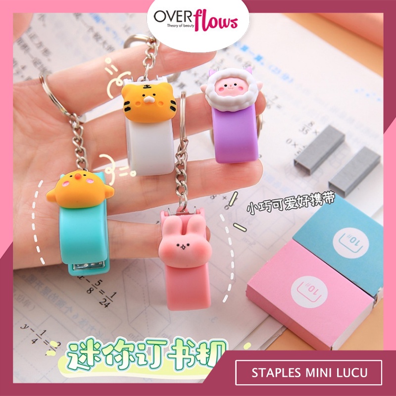 OVERFLOWS.ID STAPLES MINI LUCU STAPLER KARAKTER GANTUNGAN KUNCI HEKTER MINI IMPORT