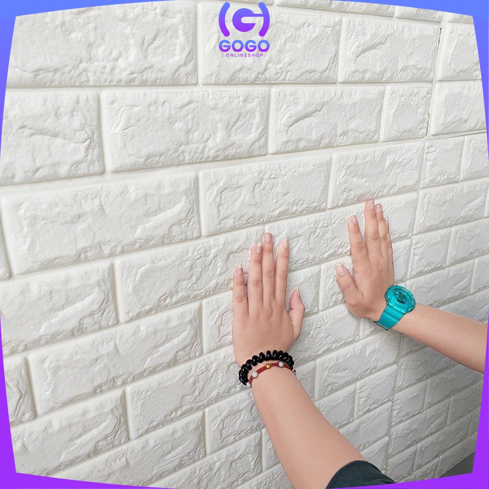 GOGO-C206 Wallpaper Dinding Foam 3D Kecil Motif Batu Bata / Walpaper Stiker Dinding Dekorasi Kamar