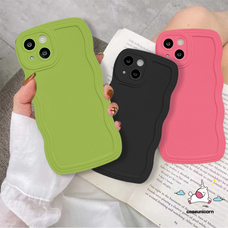 Casing Wave Edge Case Mewah Simple Warna Solid Oppo A17 A16 A57 A77s A12 A17K A55 A15 A16K A95 A54 A96 A7 A78 A58 A76 A3s A9 A5 A16E A16s A74 A1K A5s Reno 8T 7Z 58 8Z 6 A53 A12e F9 A52