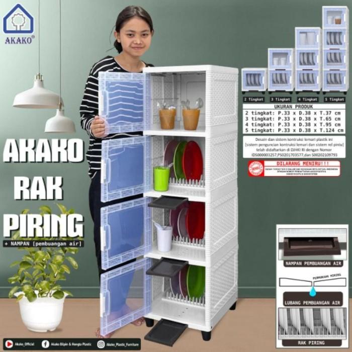 Rak Piring Lemari Rak Piring Akako + Nampan Pembuangan Air Susun 4 Alias 4 Box
