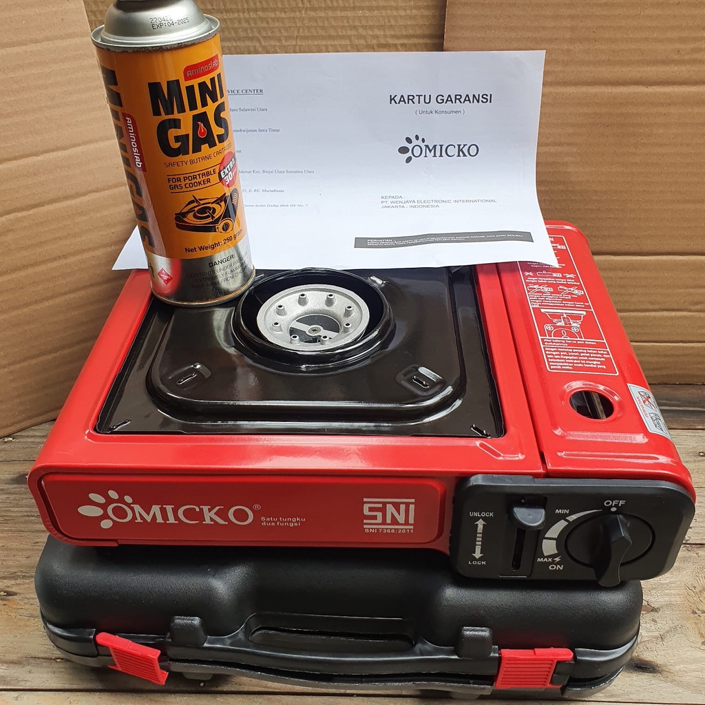 KOMPOR GAS PORTABLE OMICKO PAKET GAS PORTABLE SUN COOK BBQ