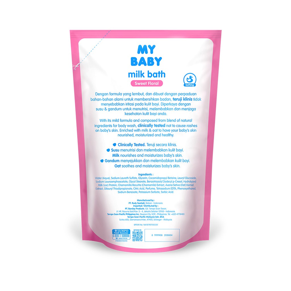 My Baby Sabun Cair Milk Bath Sweet Floral 400ml Refill