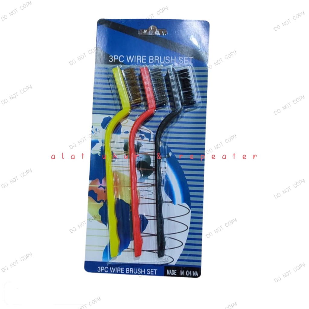 Sikat Kawat Set 3 pcs in 1 Mini Wire Brush Kuningan Baja Nylon