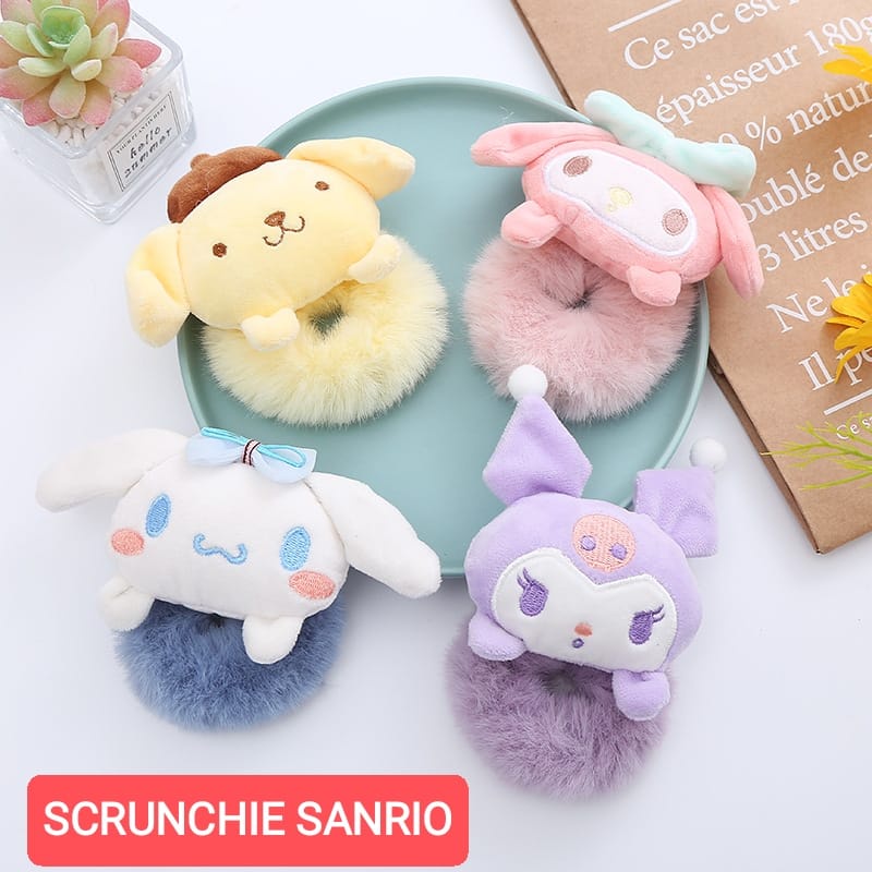 BAJUKIDDIE SCRUNCHIE SANRIO AKSESORIS FASHION KARET RAMBUT KAWAII LUCU KOREA IMPORT