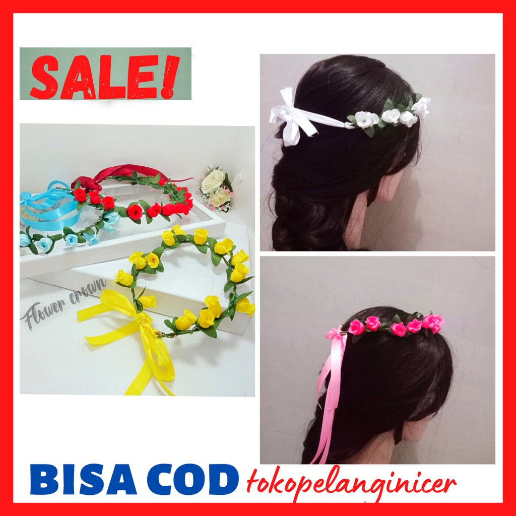 Bando Crown Bandana Mahkota bunga / flower crown aksesories wanita Tokopelanginicer