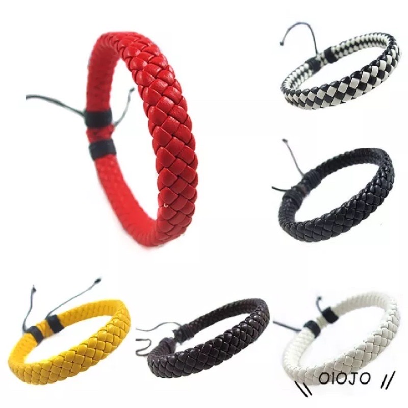 Gelang Pria Tenun Tangan Kulit Bangle