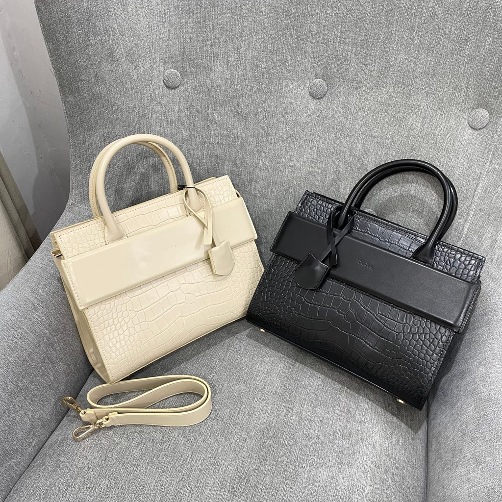PDRO Croc-Effect Leather Tote (P210)