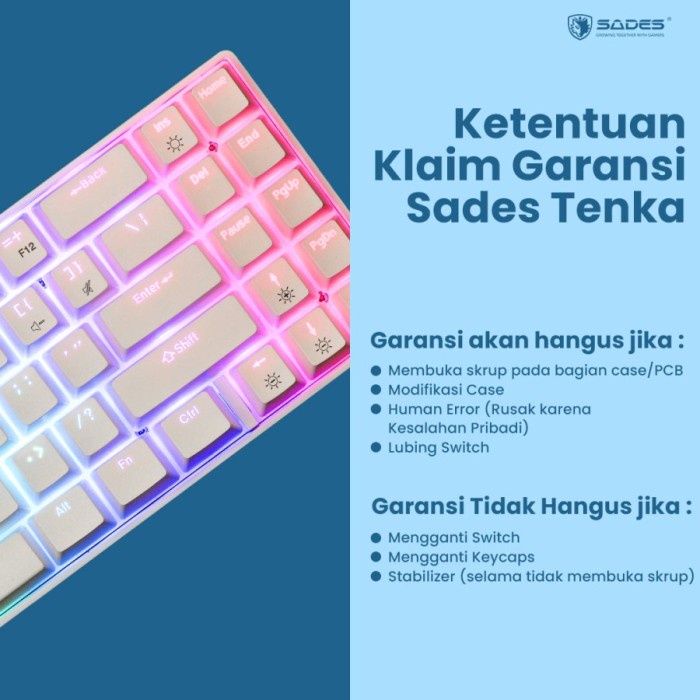 Keyboard Gaming Mechanical Sades Tenka / Outemu Universal Hotswappable