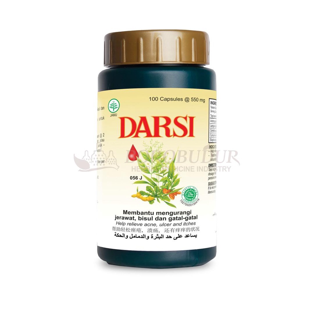 DARSI 100 Kapsul - Borobudur Herbal - Membantu mengurangi jerawat, bisul dan gatal-gatal