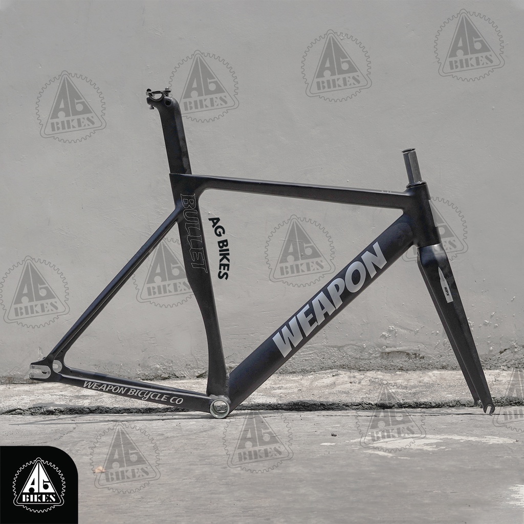 Frame + Fork Sepeda Fixie Weapon Model Aero Alloy Carbon Keren