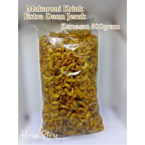 

Makaroni Kriuk Pedas Extra Daun Jeruk kemasan 500gram