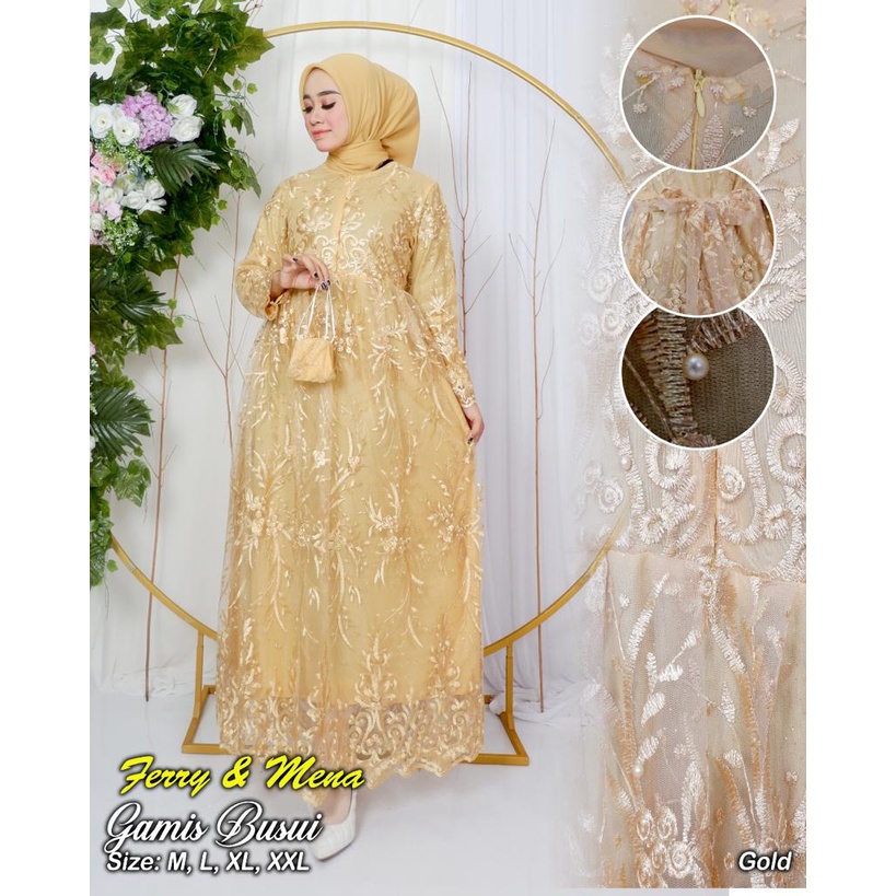 GAMIS PESTA BROKAT BUSUI TERBARU/ GAMIS BROKATTILLE RESLETING DEPAN/ GAMIS MURAH MEWAH / GAMIS KONDA