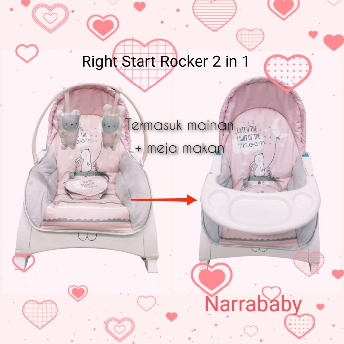 Bouncer Ayunan Right Start Portable Rocker Swing 2 in 1 Dining Table