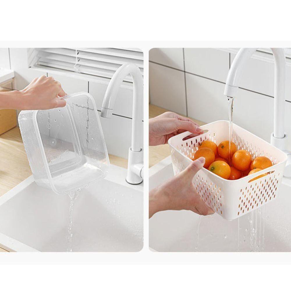 【 ELEGANT 】 Storage Box Portable Plastik Pantry Tempat Sayur Buah Segar Keranjang Makanan Wadah Buah