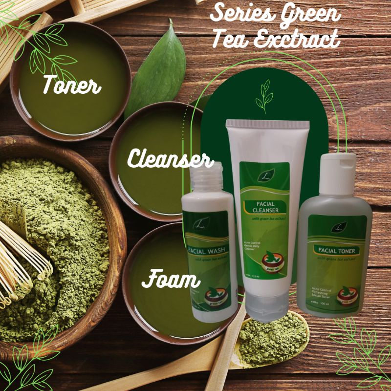 Jual Green Tea Exctract Larissa Acne series paket(Foam, cleanser, toner