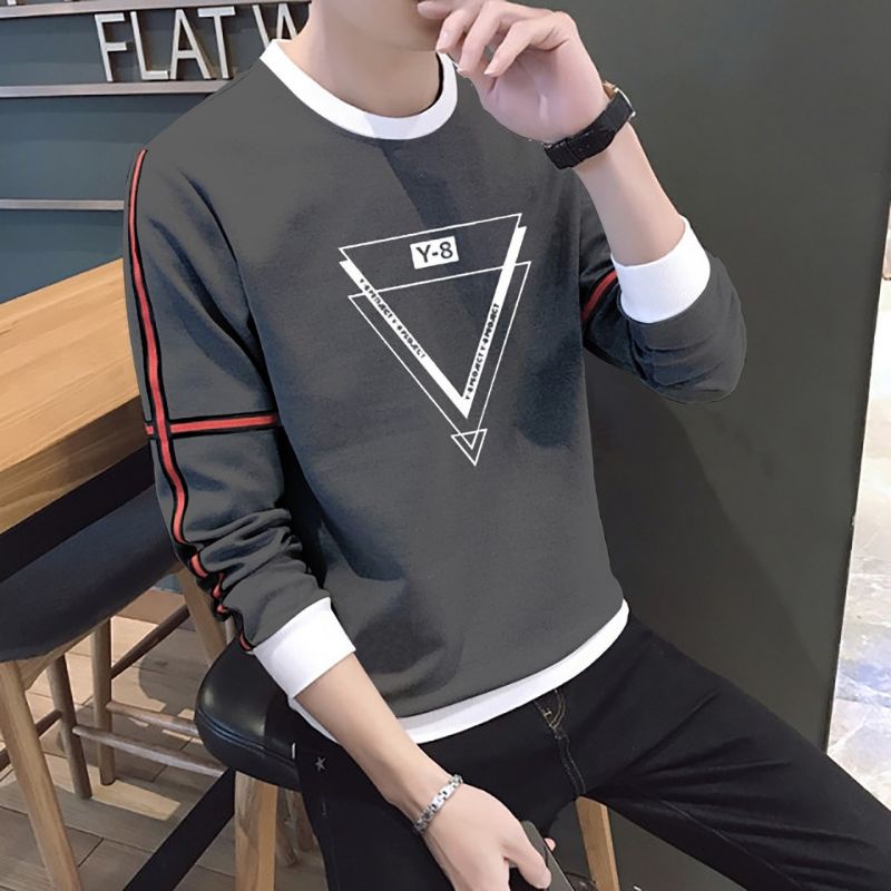 Sweater crewneck pria PEOJECT STRIP termurah/sweater basic kekinian bahan fleece tebal