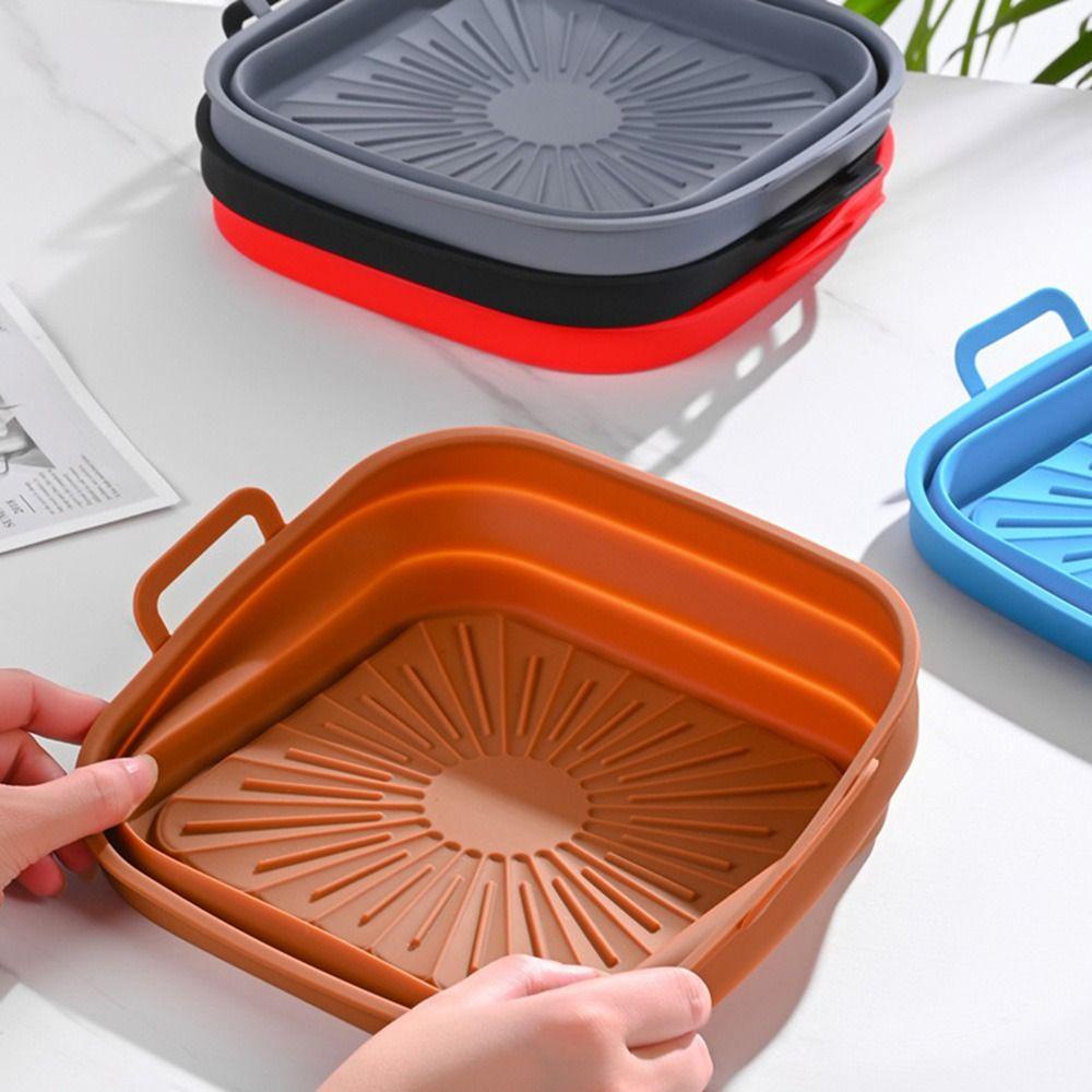 Solighter Square Silicone Pot Pizza Plate Masak AirFryer Aksesoris Baking Basket