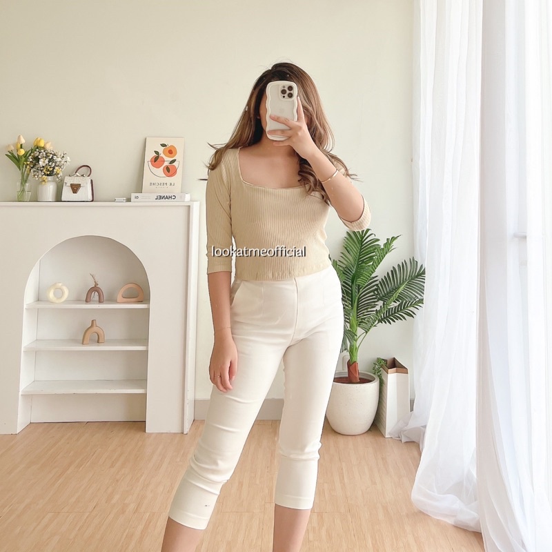 Eleanor Top - Atasan Basic Polos Wanita Square Neck Lengan Panjang 6459