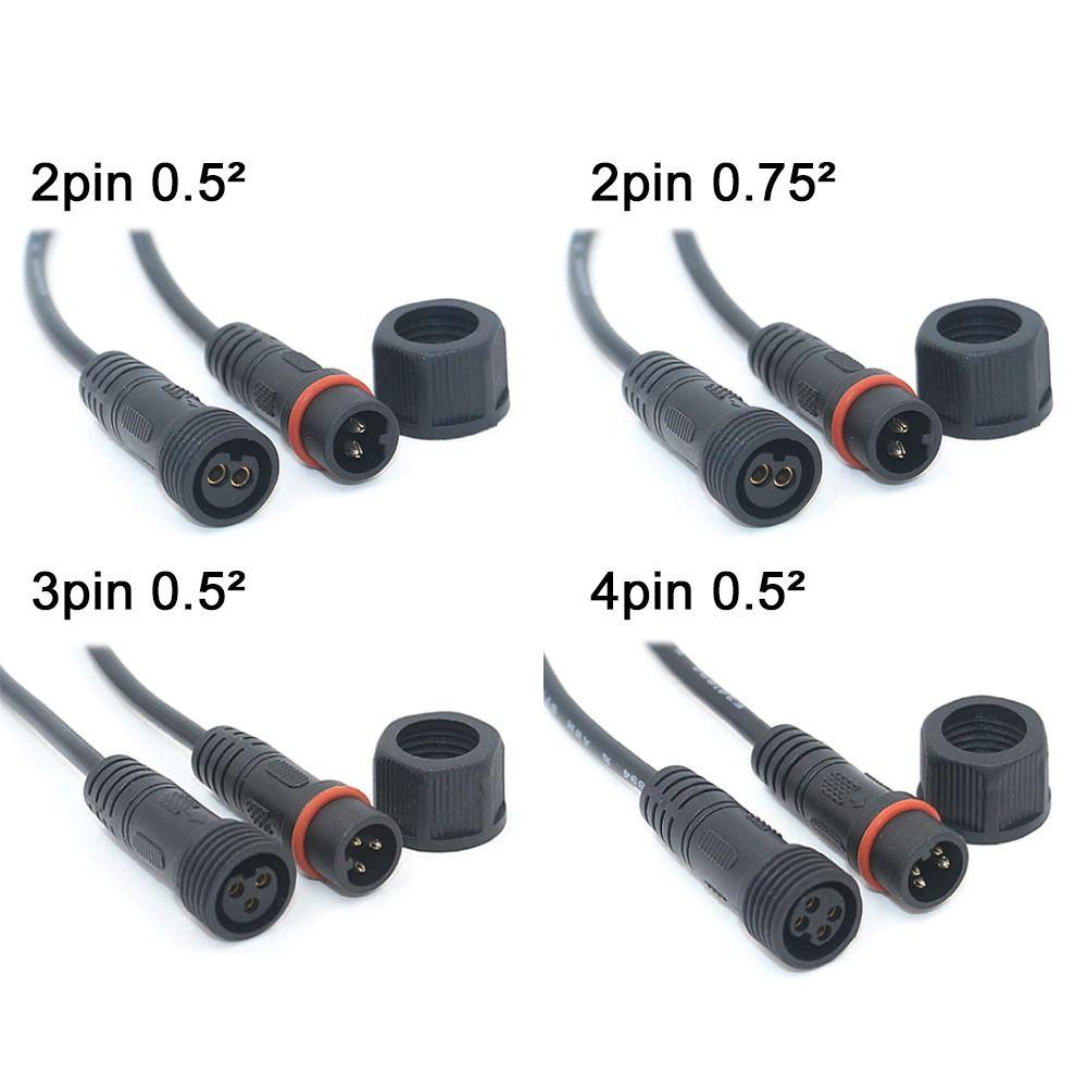 Nanas 2set Konektor Dasar Hitam Alat Jalur Sinyal Power Wire Display Pin Waterproof Connector Line