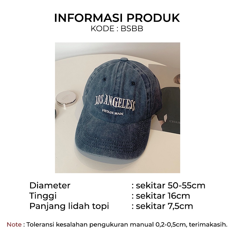 Topi Pria Wanita Baseball Korea Bordir LOS ANGELESS Vintage Fashion Kekinian BSBB