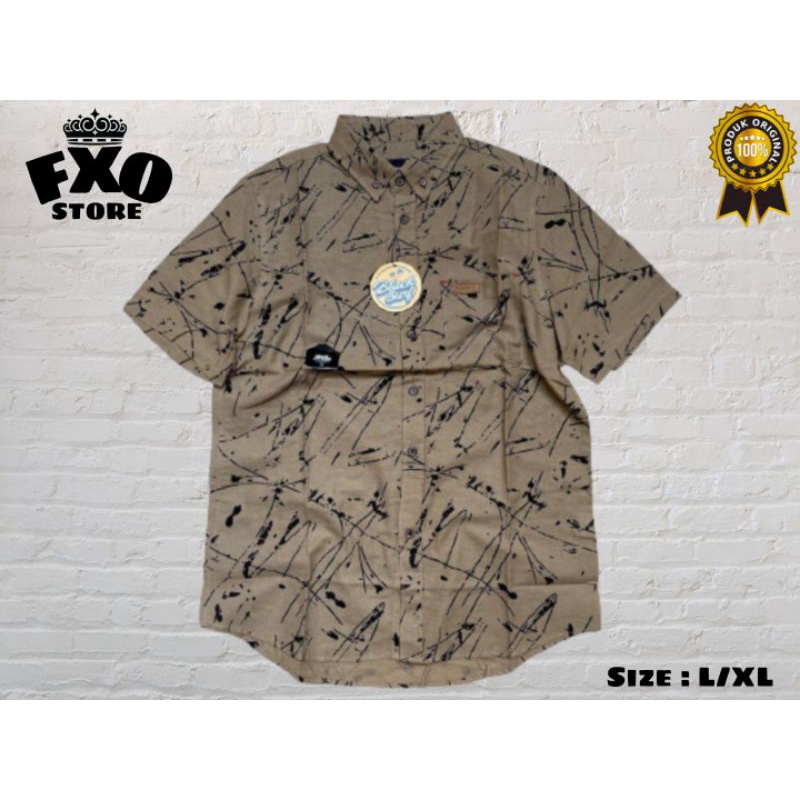 Kemeja Batik Pria Distro Casual Original Black Surf - Kemeja Santai