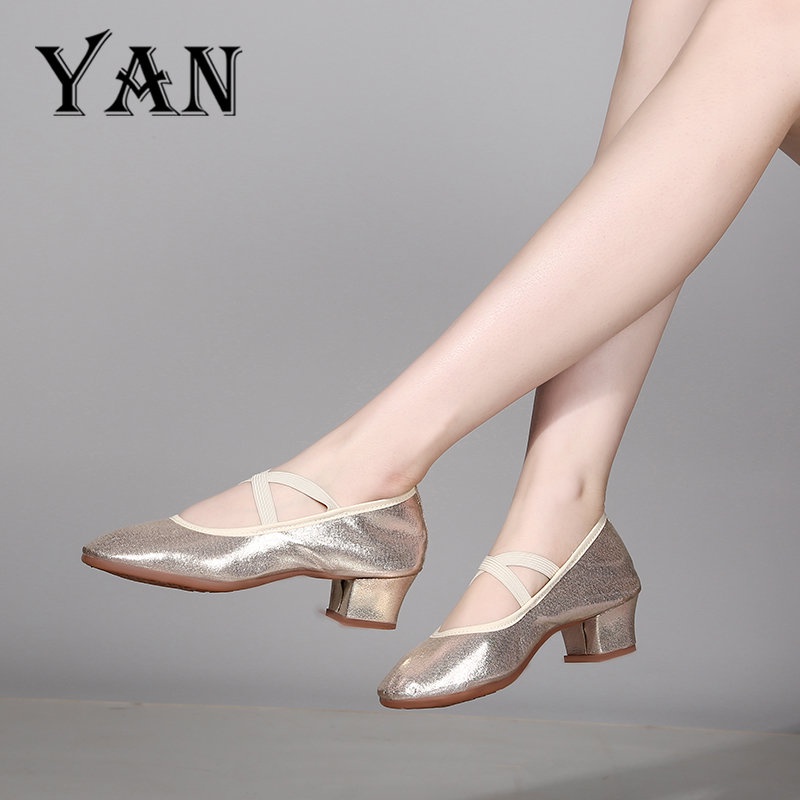 YAN Sepatu Dance Wanita Hak 4cm Sepatu Heels Sepatu Dansa Latin/ Line Dance Heels