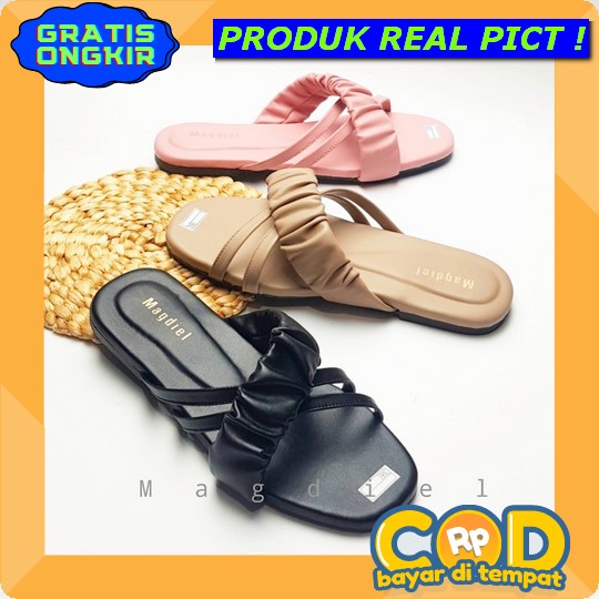 Sandal Teplek Wanita Kekinian Sandal Datar Slop Import Sendal Wanita Kondangan Terbaru Sendal Trepes