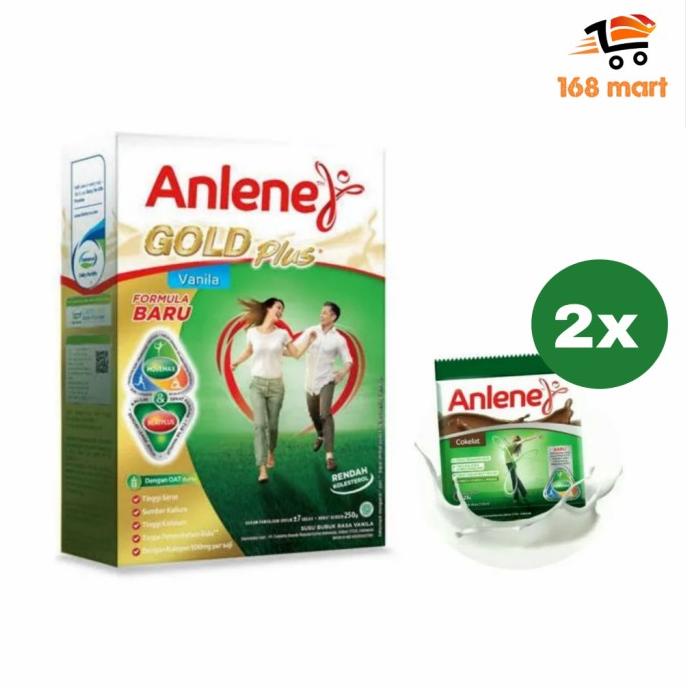 

[ COD ] Anlene Gold Plus Vanila 250g + Anlene Susu Bubuk Coklat RCG 2 x 25g