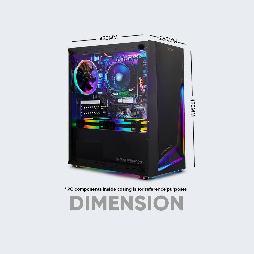 Casing Gaming PC Armageddon Nimitz N5 Aurora Micro ATX Matx M-atx With Tampered Glass Side Samping Kaca Casing CPU Murah Resmi