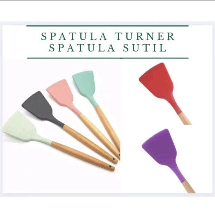 M40 Silicone Utensil Spatula/Spatula Sodet Silikon Turner Gagang Kayu