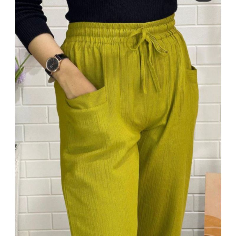 Kulot Linen Korean Style 7/9/Baggy Pants Linen Jumbo Size M-XXL/Celana Haruka Panst Linen 7/9 Premiu