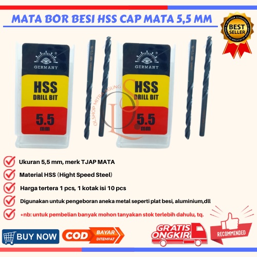 Mata Bor Besi HSS 5.5 mm Mrek Cap TJAP MATA Berkualitas⠀