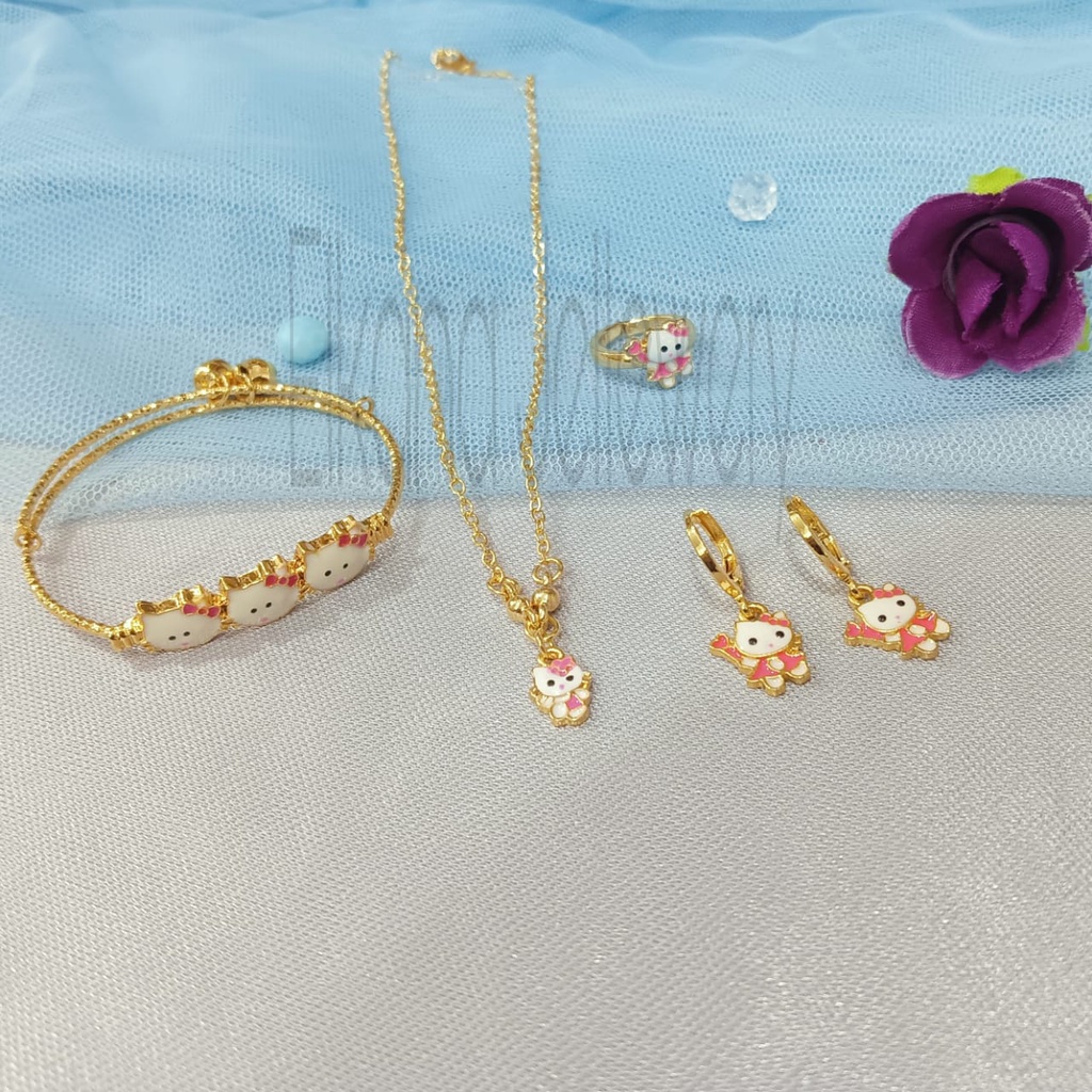 SET ANAK KITTY CANTIK  Perhiasan super berkelas korea anti karat dan anti luntur