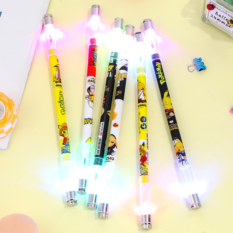 1pc Pulpen Putar Luminous Menyala Tahan Lama Portable Untuk Stationery Sekolah