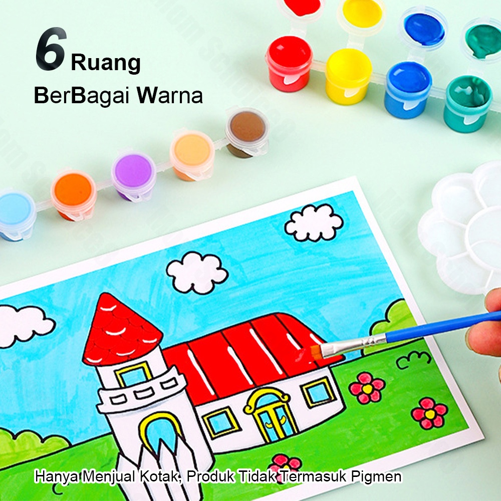 Halo Baby  Pot Cat Plastik Renteng 6 Tabung 6 x 5 ML 6 x 3 ML /Empty Container Strip/Tempat Cat Kosong