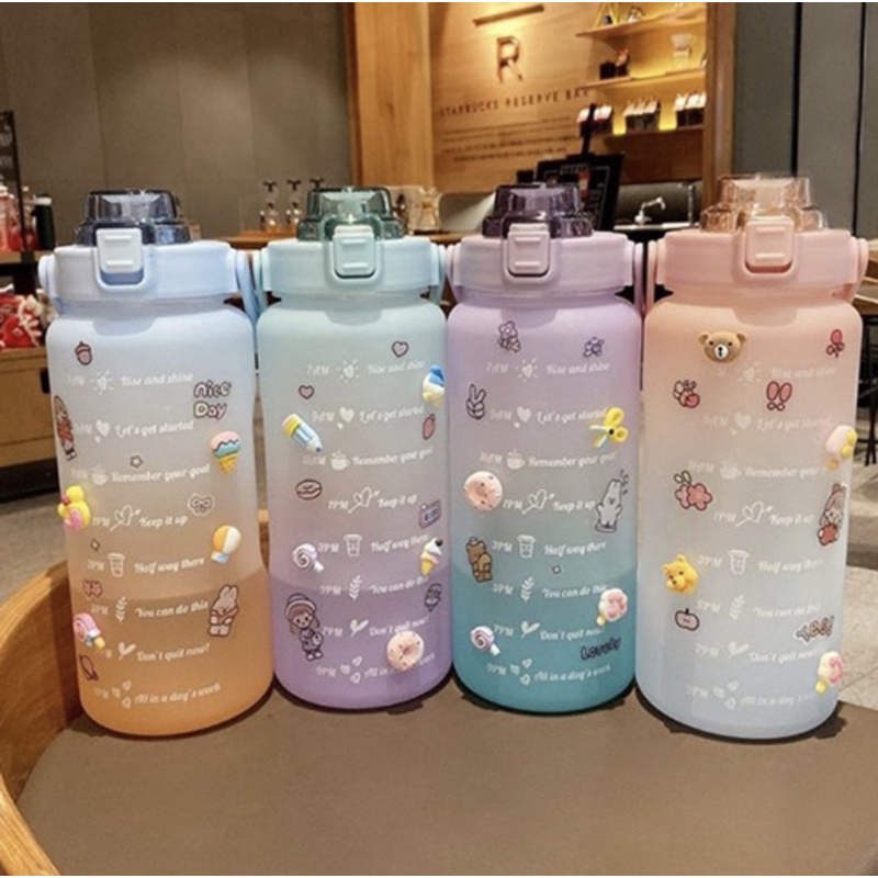 U0149 Botol Minum Gradasi 2 Liter Botol Minum Lucu Viral Kekinian FREE STICKER