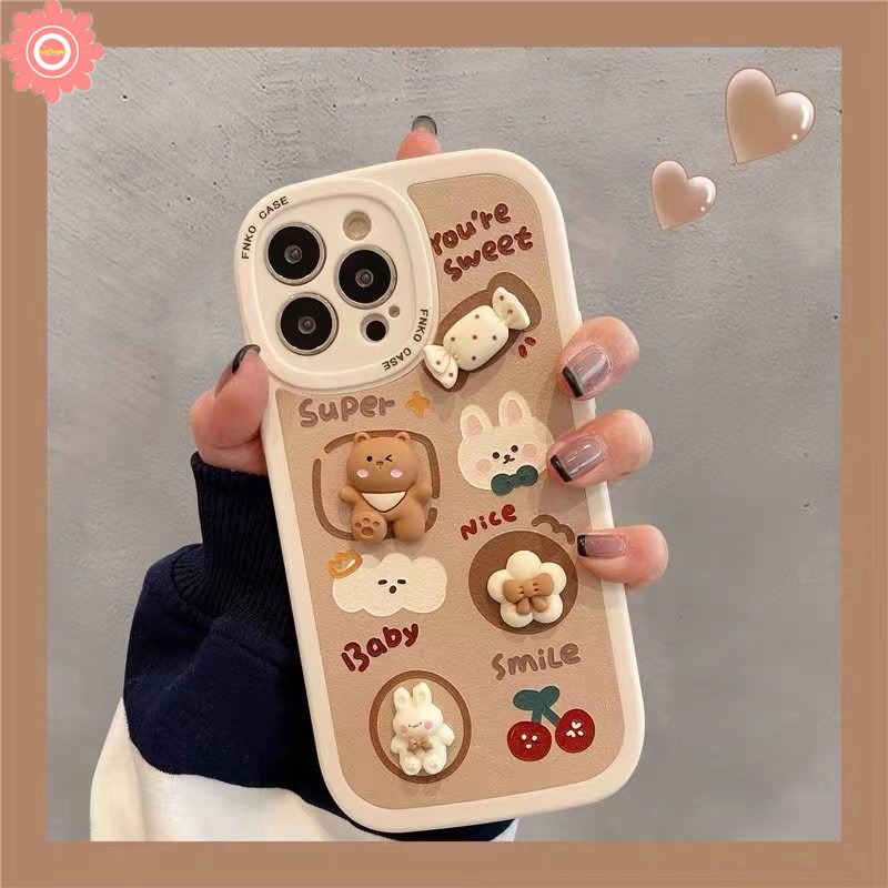 Mainan Boneka Kartun Case Realme C53 C55 10 Pro Plus C35 C15 C25 C25Y C31 C30 C21Y C25s C12 8 8i 9i C11 GT C3 C21 C17 C20 8Pro 6i 5i 6 5s 5 6s 3D Beruang Lucu Kelinci Permen Sarung TPU Lembut