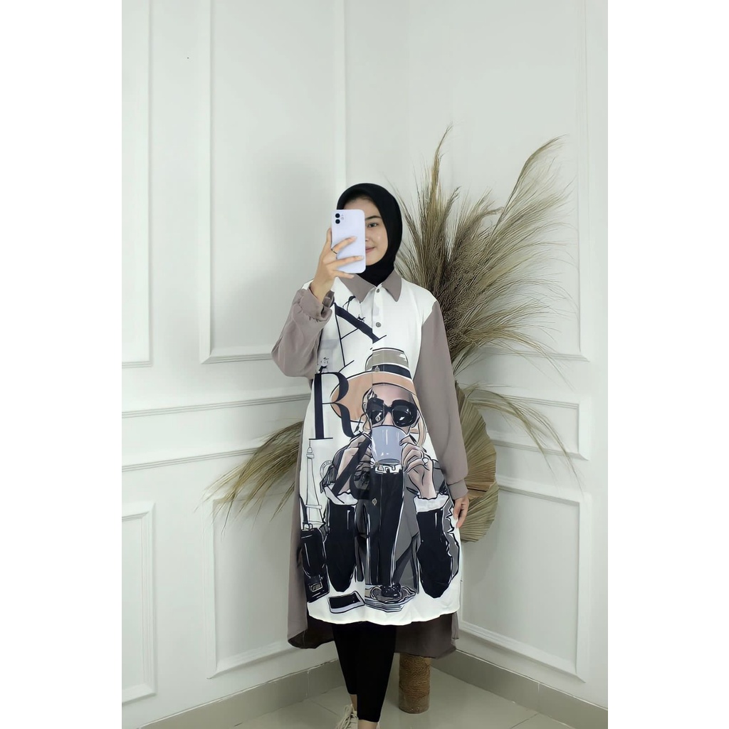 ALINA LONG TUNIK BAHAN CRINKLE APLIKASI SABLON SUBLIM UKURAN M L XL XXL TUNIK MOTIF JUMBO KOREAN STYLE TUNIK KEKINIAN TERBARU REMAJA 2022 ATASAN KEMEJA WANITA LENGAN PANJANG OVERSIZE BLOUSE ATASAN WANITA LONG TUNIK CRINKLE