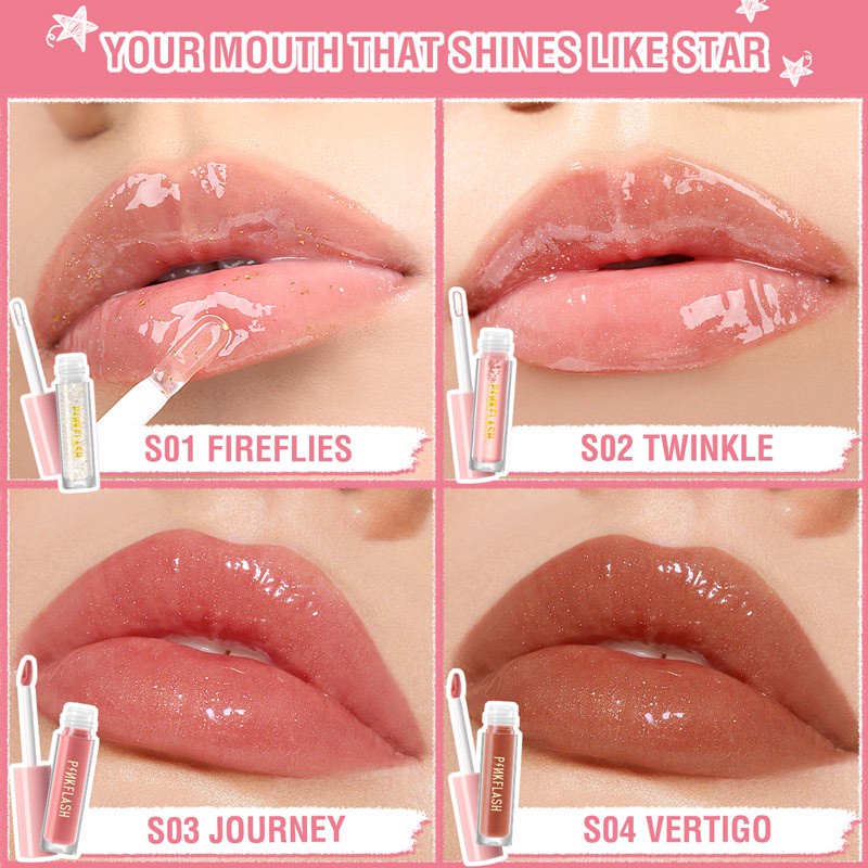 PINKFLASH OhMyPinkflash OhMyGloss Moisturising Plumpmax High Shimmer Lip Lasting Glossy Lipgloss Make Up Kosmetik Bibir