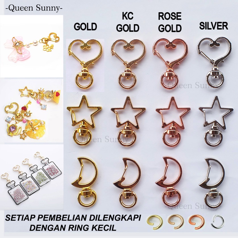 Lobster Clasp Jumbo Hati Bintang Bulan / Keychain / Gantungan Kunci / Hook / Kokot